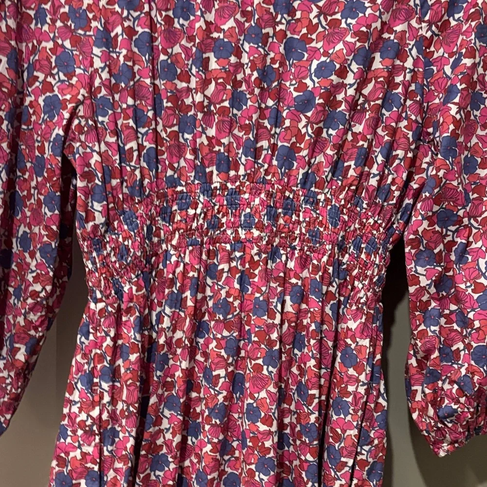 J. Crew midi dress in berry floral (red, blue, pink, white) - Picture 4 of 7